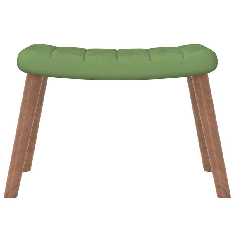 Scaun de relaxare cu taburet, verde deschis, catifea