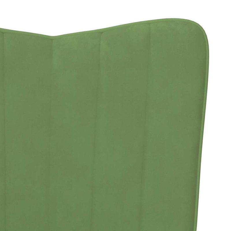 Scaun de relaxare cu taburet, verde deschis, catifea