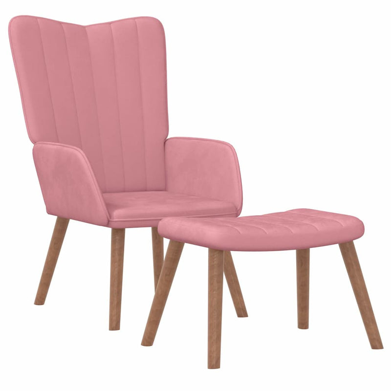 Scaun de relaxare cu taburet, roz, catifea