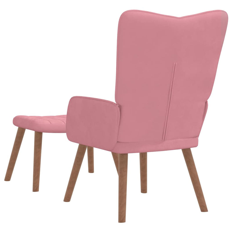 Scaun de relaxare cu taburet, roz, catifea