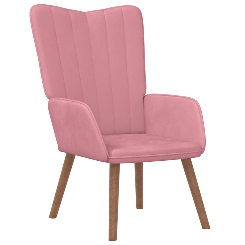Scaun de relaxare cu taburet, roz, catifea