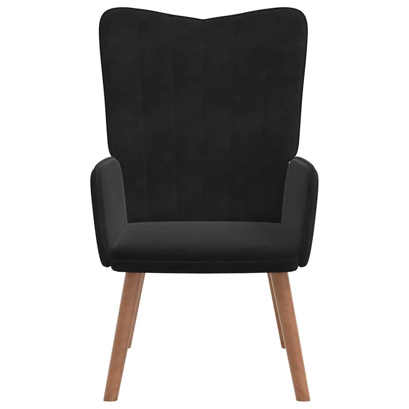 Scaun de relaxare cu taburet, negru, catifea