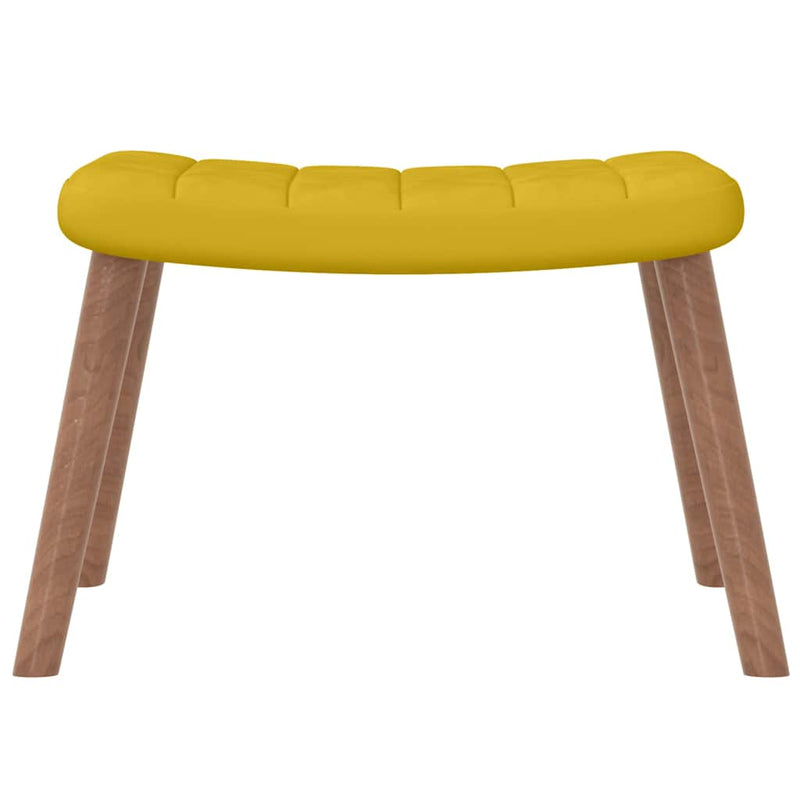 Scaun relaxare cu taburet, galben muștar, catifea