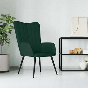 Scaun de relaxare, verde închis, catifea