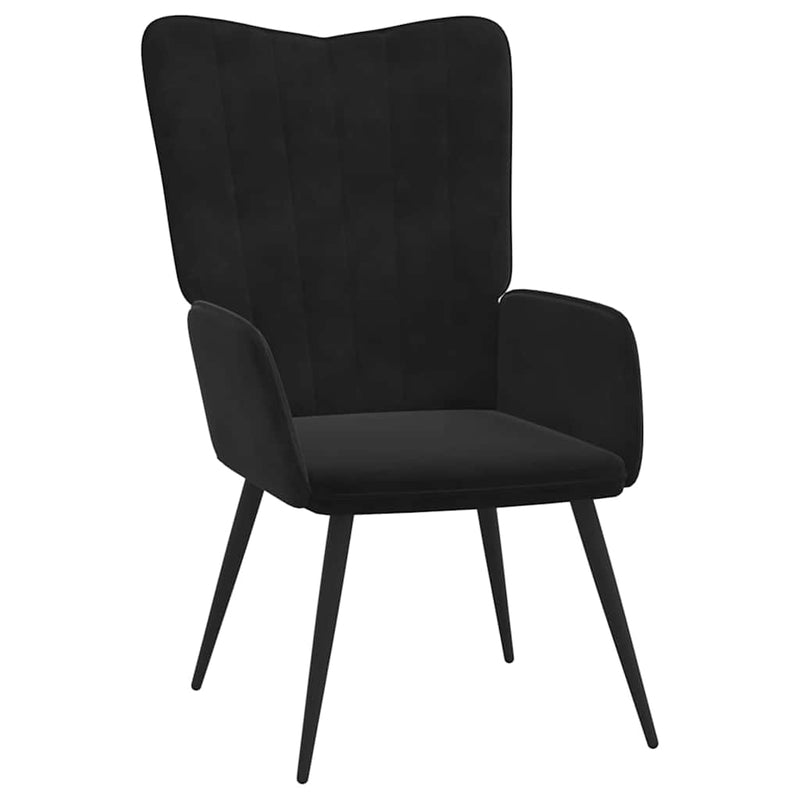 Scaun de relaxare, negru, catifea