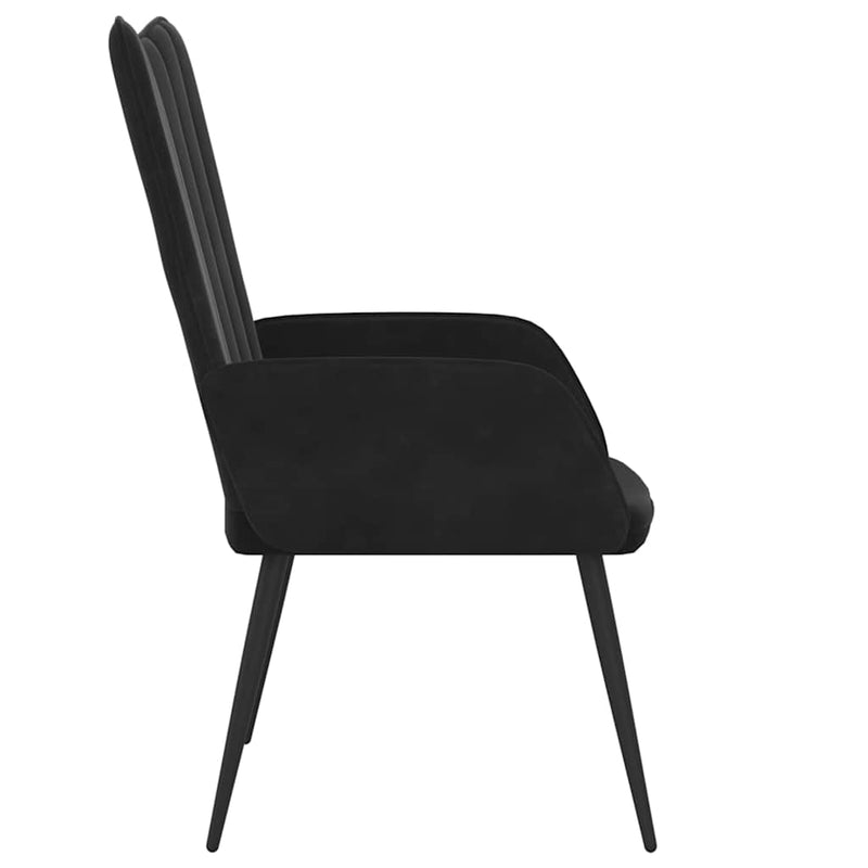 Scaun de relaxare, negru, catifea