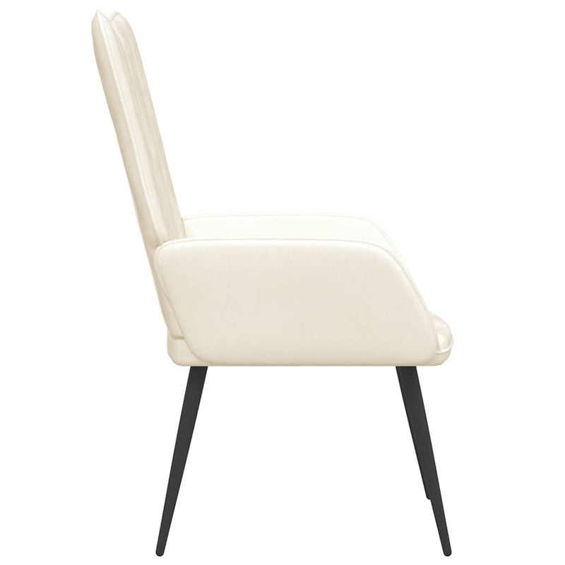 Scaun de relaxare, alb crem, catifea