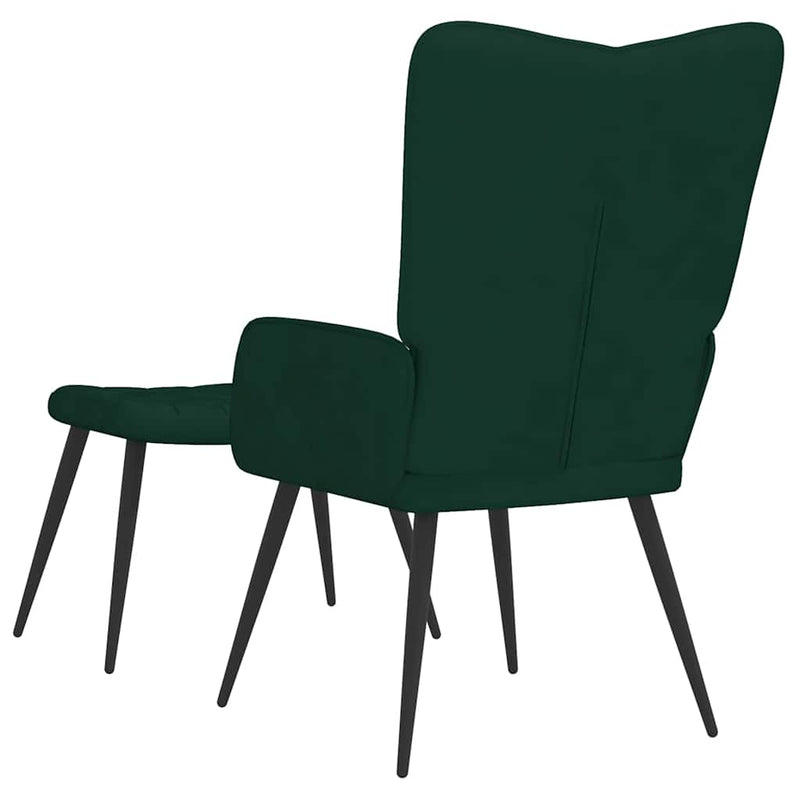 Scaun de relaxare cu taburet, verde închis, catifea