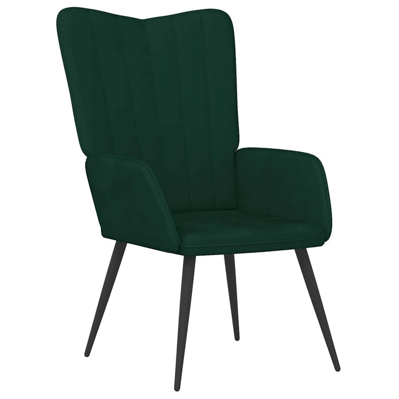 Scaun de relaxare cu taburet, verde închis, catifea
