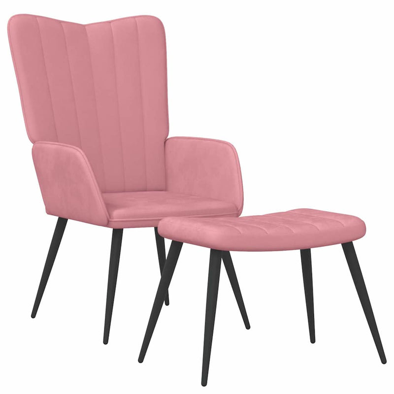 Scaun de relaxare cu taburet, roz, catifea