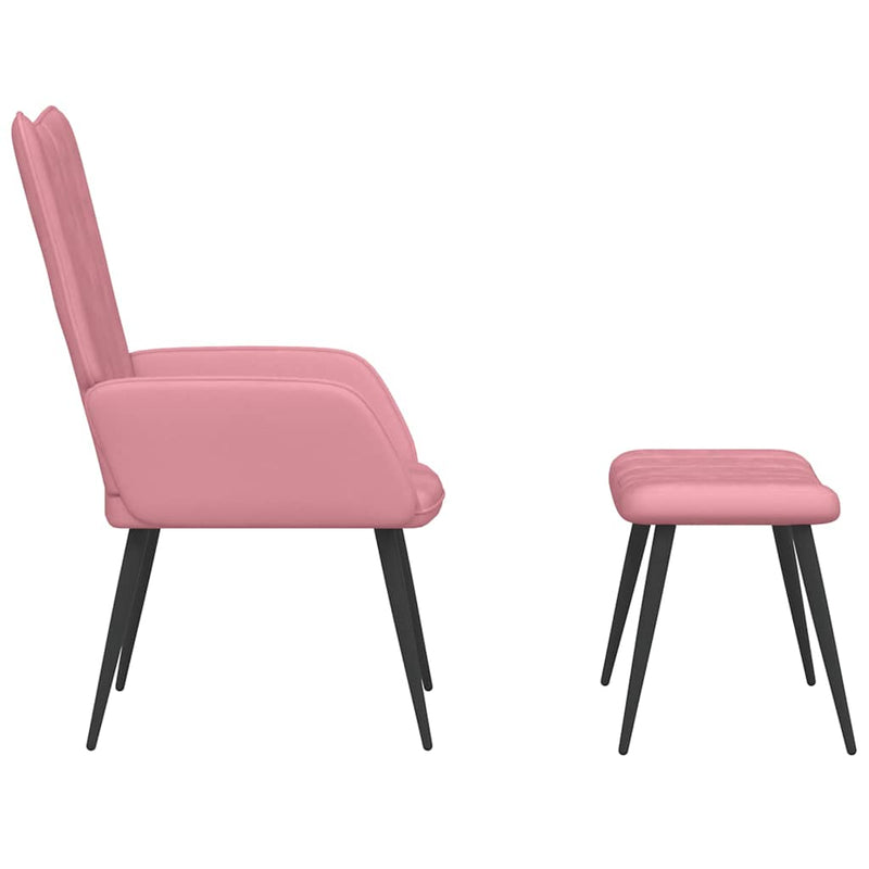 Scaun de relaxare cu taburet, roz, catifea