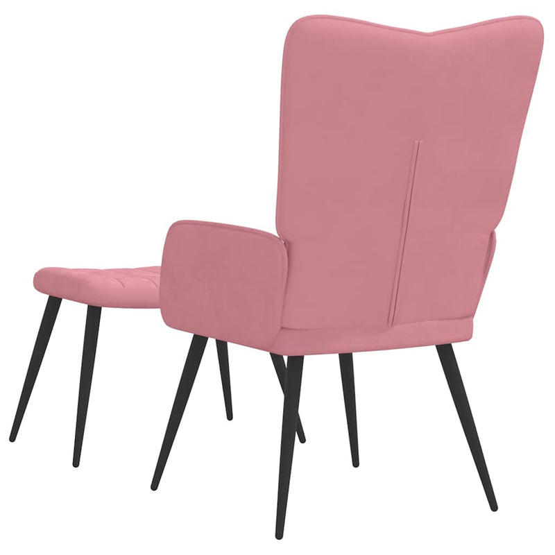 Scaun de relaxare cu taburet, roz, catifea