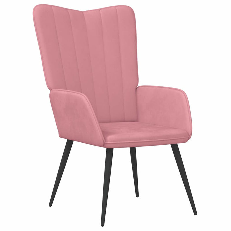 Scaun de relaxare cu taburet, roz, catifea