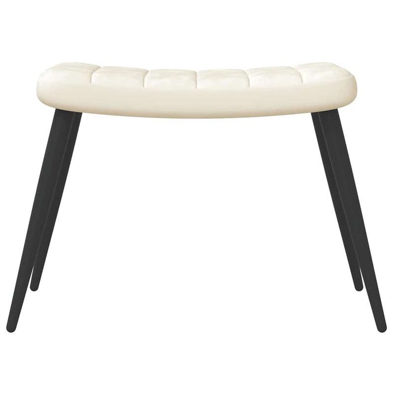 Scaun de relaxare cu taburet, alb crem, catifea