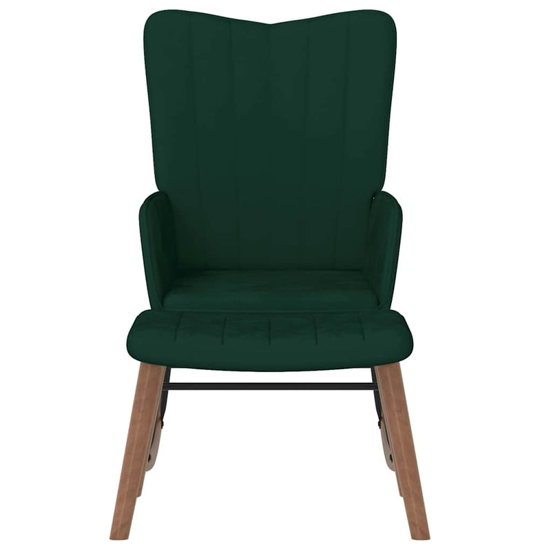 Scaun balansoar cu taburet, verde închis, catifea