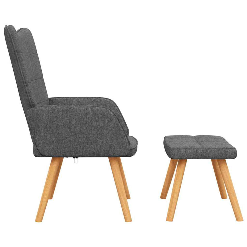 Scaun de relaxare cu taburet, gri închis, textil