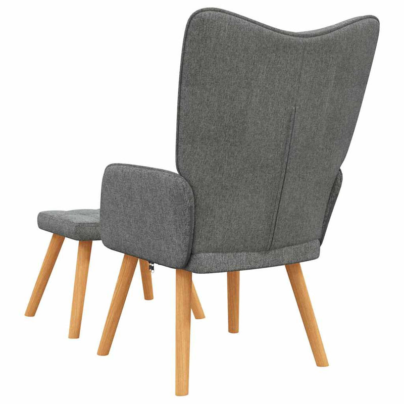 Scaun de relaxare cu taburet, gri închis, textil