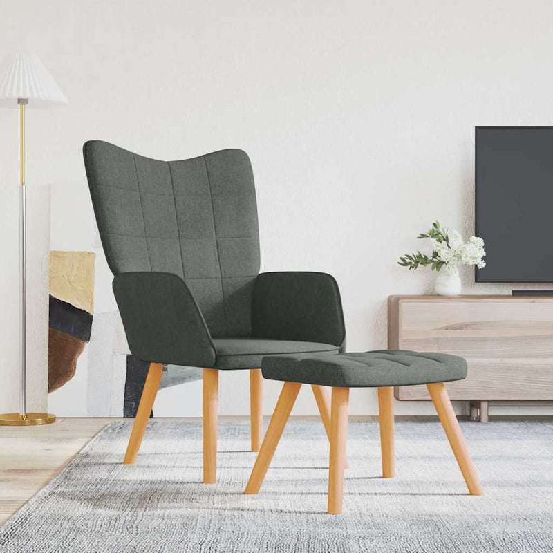 Scaun de relaxare cu taburet, gri închis, textil