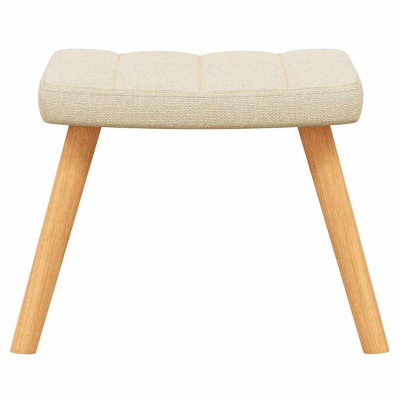 Scaun de relaxare cu taburet, crem, textil