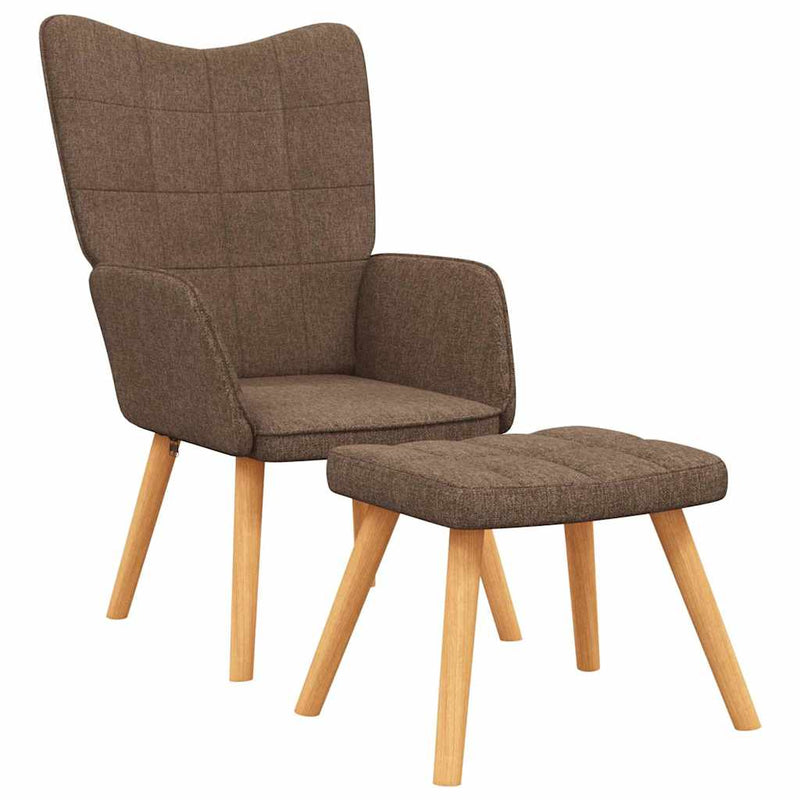 Scaun de relaxare cu taburet, maro, textil