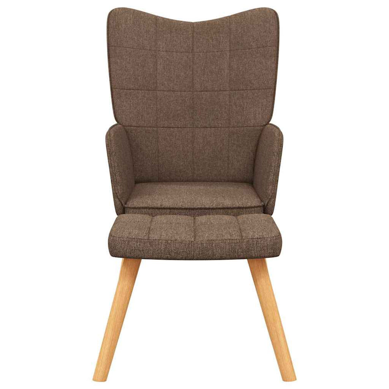 Scaun de relaxare cu taburet, maro, textil