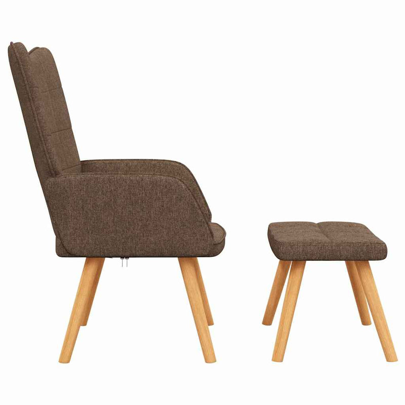 Scaun de relaxare cu taburet, maro, textil