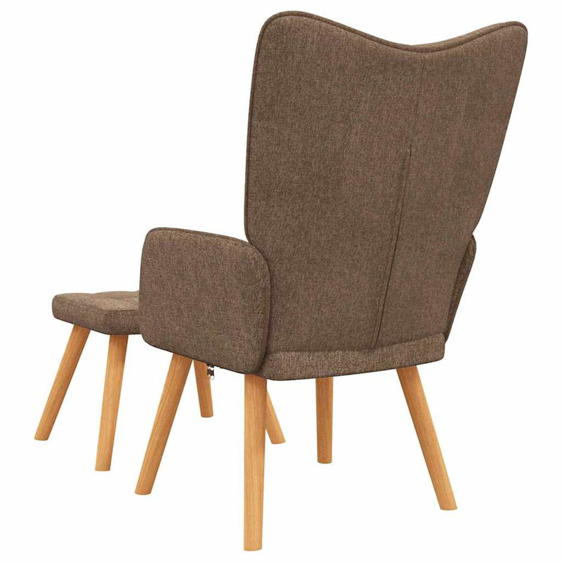 Scaun de relaxare cu taburet, maro, textil