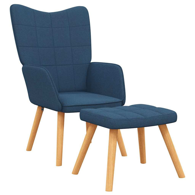 Scaun de relaxare cu taburet, albastru, textil