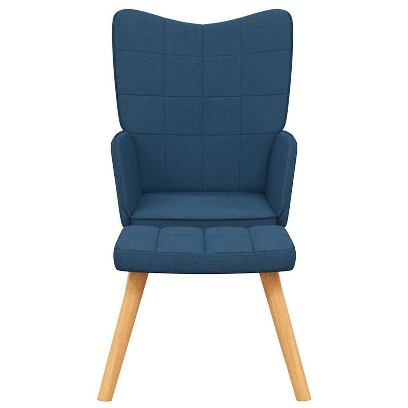 Scaun de relaxare cu taburet, albastru, textil