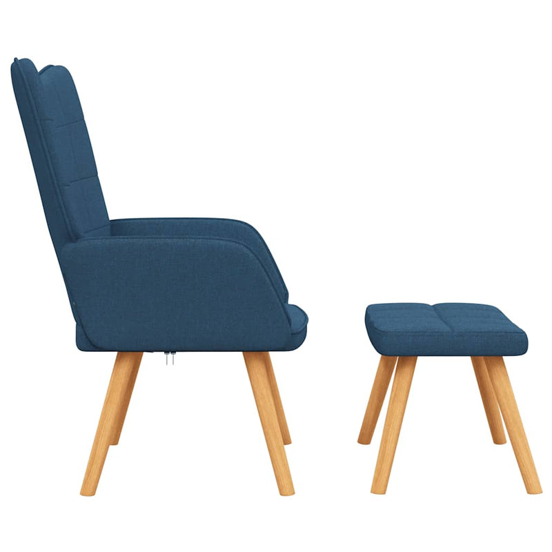 Scaun de relaxare cu taburet, albastru, textil