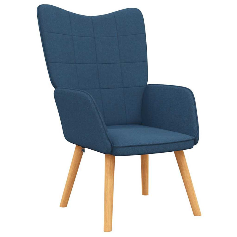 Scaun de relaxare cu taburet, albastru, textil
