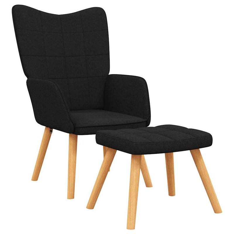 Scaun de relaxare cu taburet, negru, textil