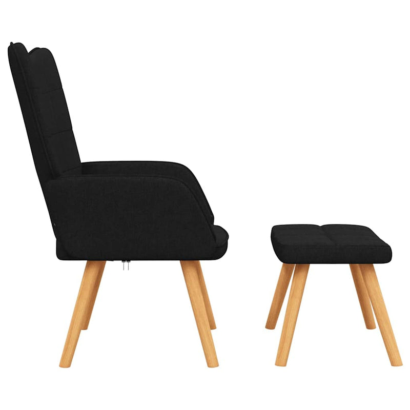 Scaun de relaxare cu taburet, negru, textil