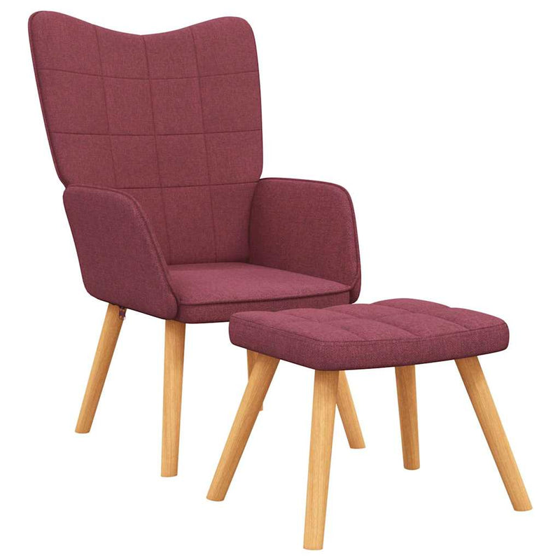 Scaun de relaxare cu taburet, roșu vin, textil