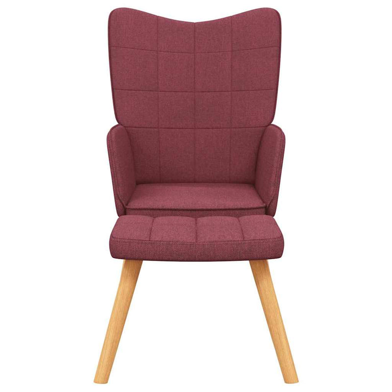 Scaun de relaxare cu taburet, roșu vin, textil