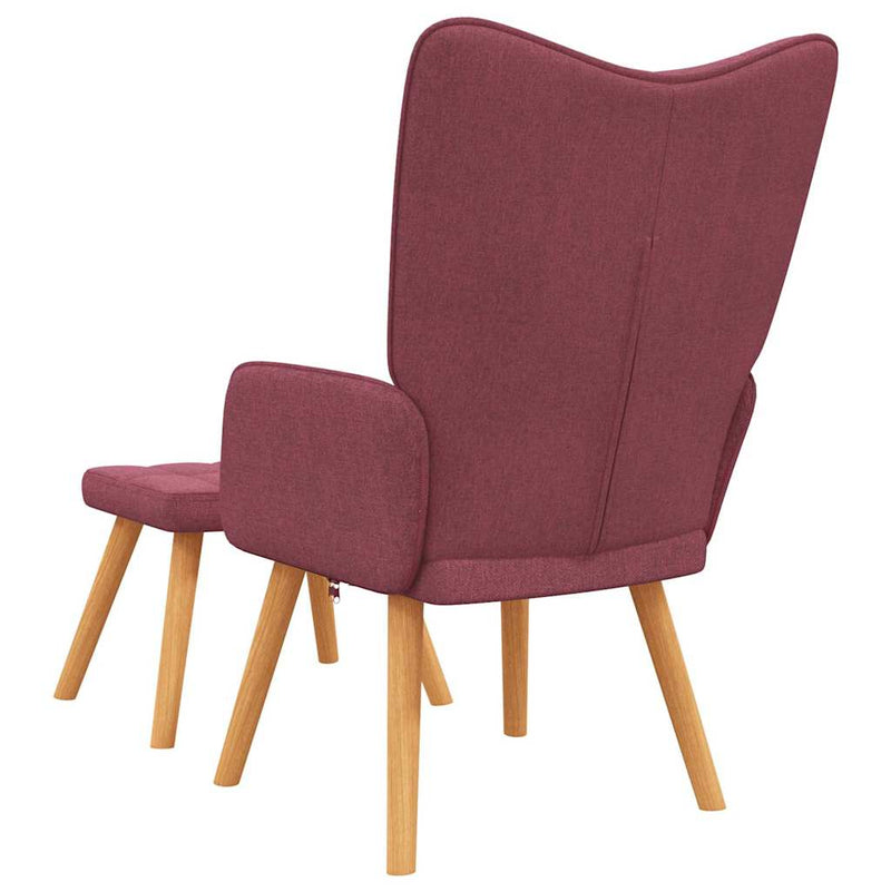 Scaun de relaxare cu taburet, roșu vin, textil