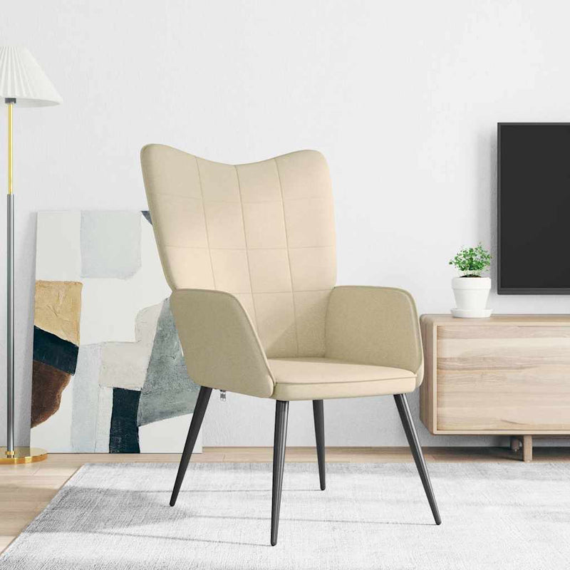 Scaun de relaxare, crem, material textil