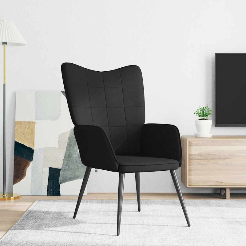Scaun de relaxare, negru, material textil