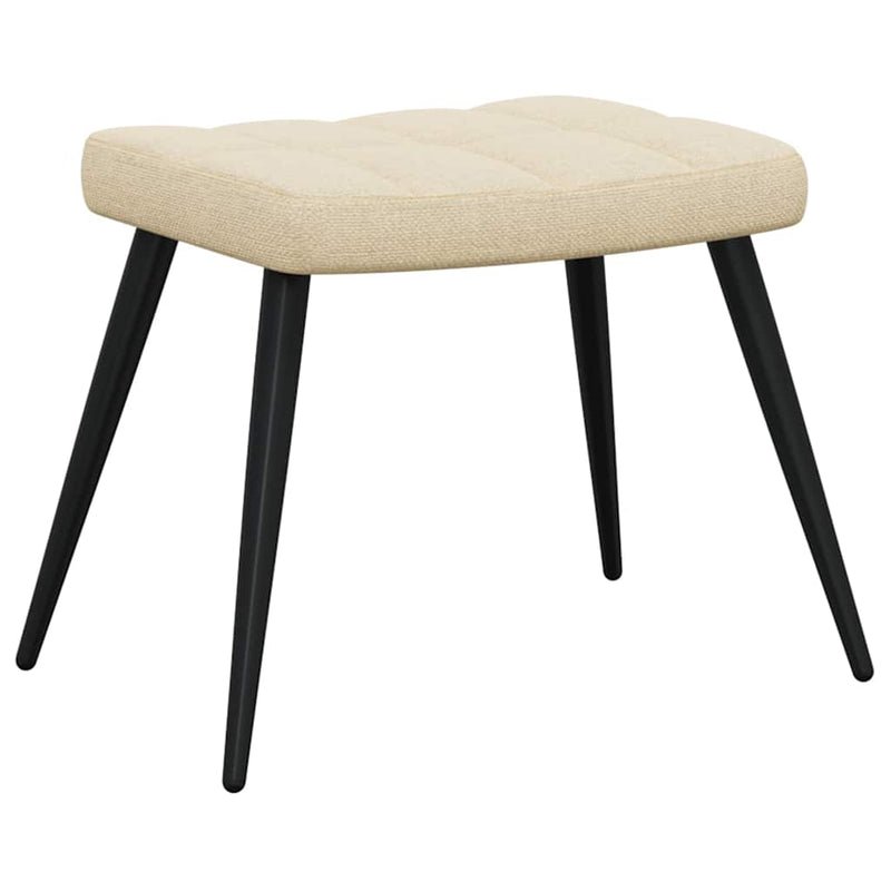 Scaun de relaxare cu taburet, crem, textil