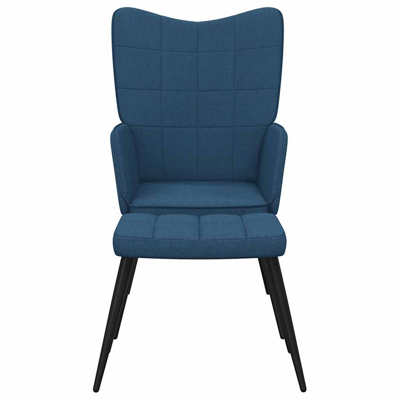 Scaun de relaxare cu taburet, albastru, textil