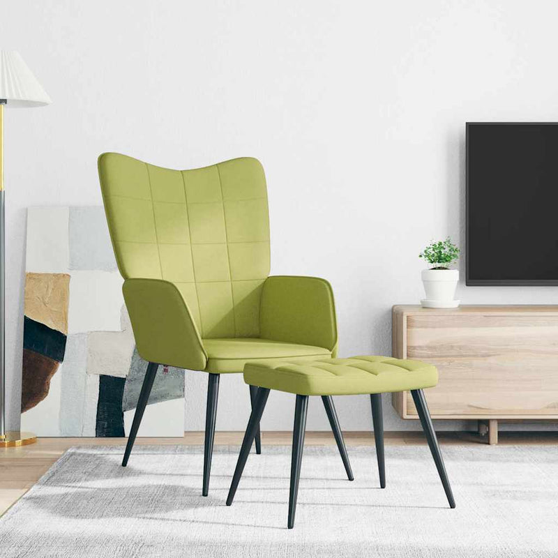 Scaun de relaxare cu taburet, verde, textil
