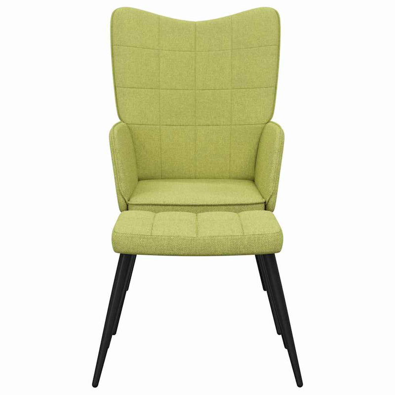 Scaun de relaxare cu taburet, verde, textil