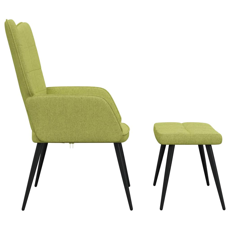 Scaun de relaxare cu taburet, verde, textil