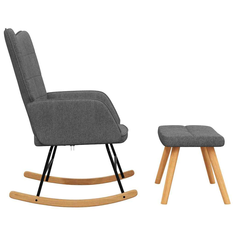 Scaun balansoar cu taburet, gri închis, textil