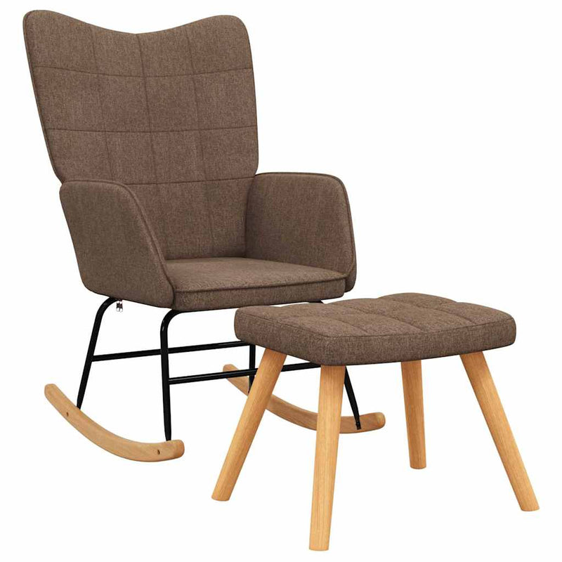 Scaun balansoar cu taburet, maro, textil