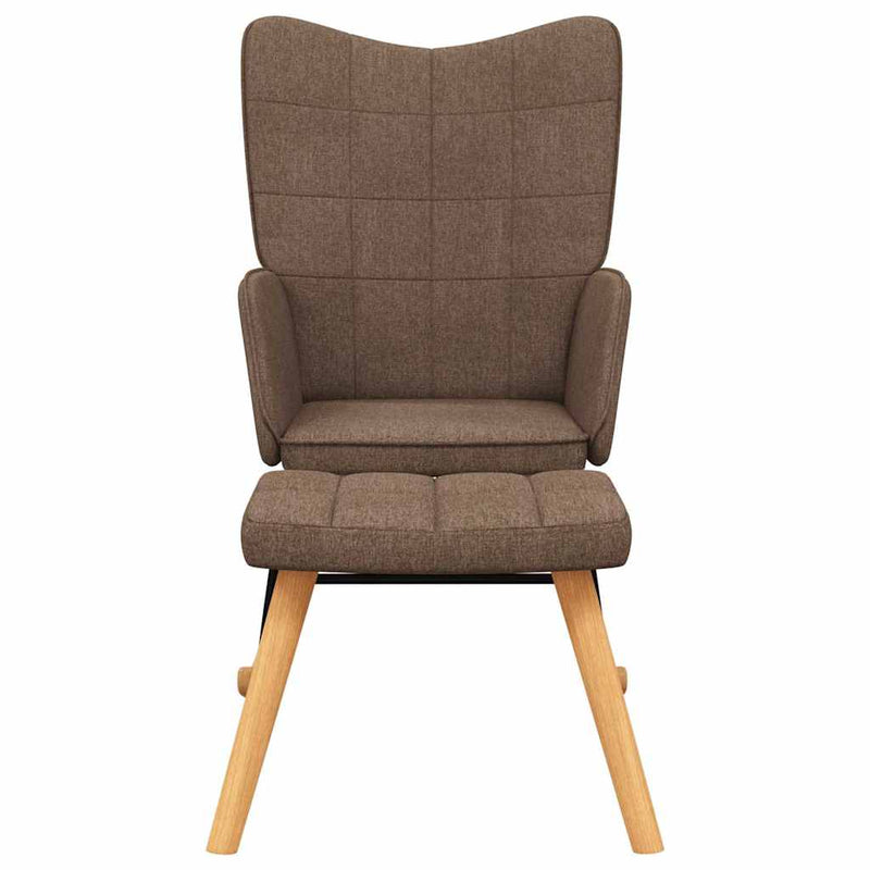 Scaun balansoar cu taburet, maro, textil