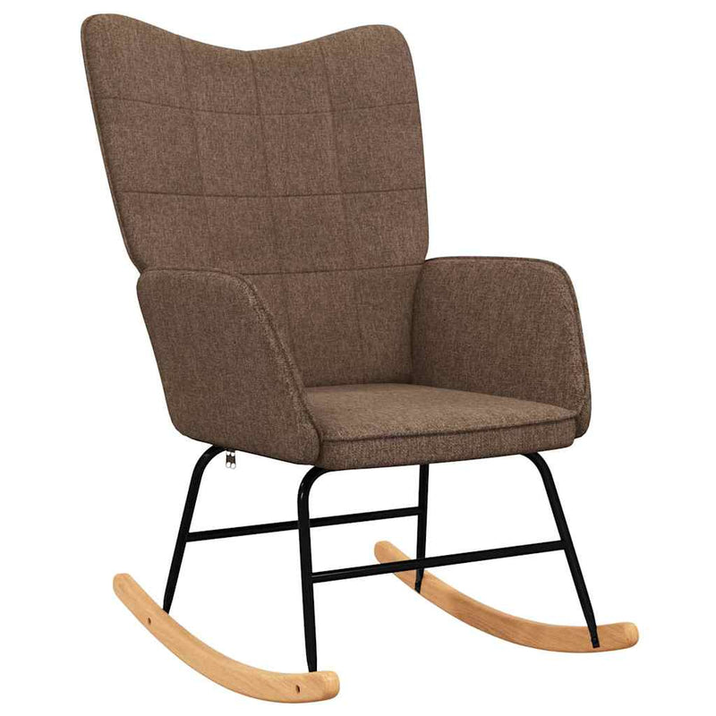 Scaun balansoar cu taburet, maro, textil