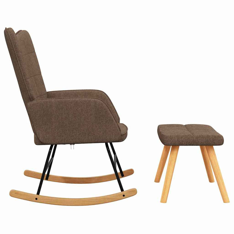 Scaun balansoar cu taburet, maro, textil