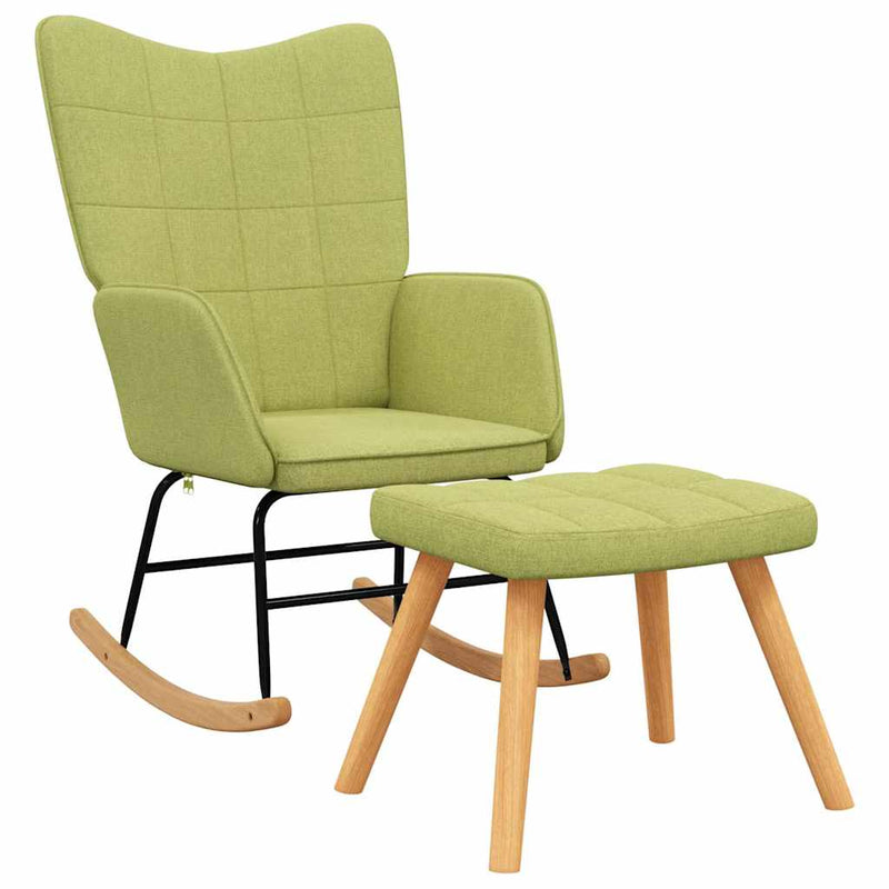 Scaun balansoar cu taburet, verde, textil