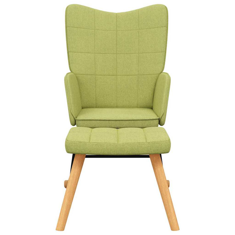 Scaun balansoar cu taburet, verde, textil